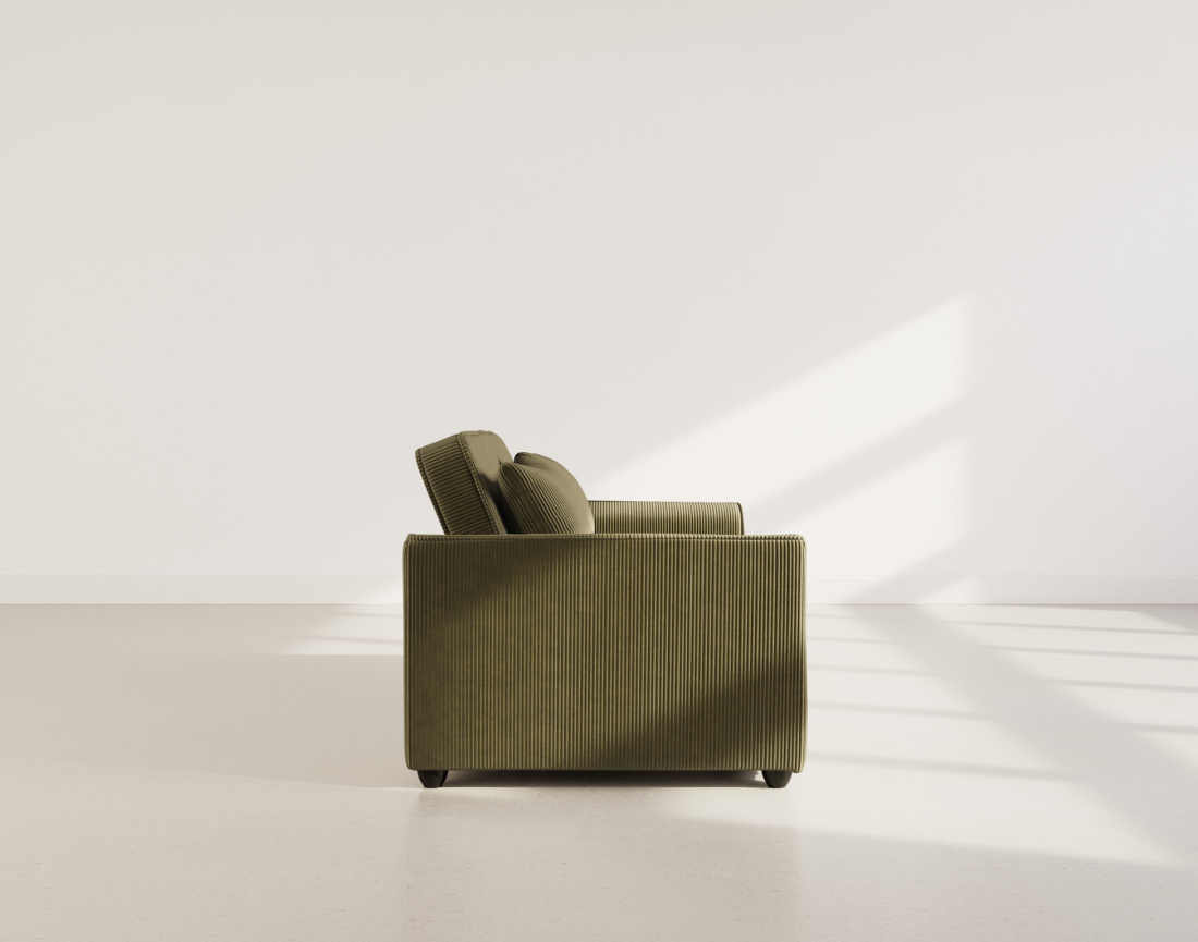 Canapé droit 2 places convertible en velours côtelé Ernest