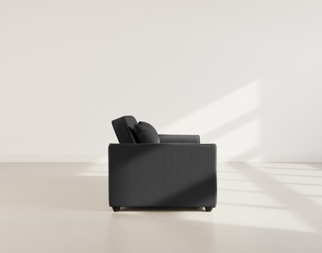 Canapé droit 2 places convertible en velours côtelé Ernest