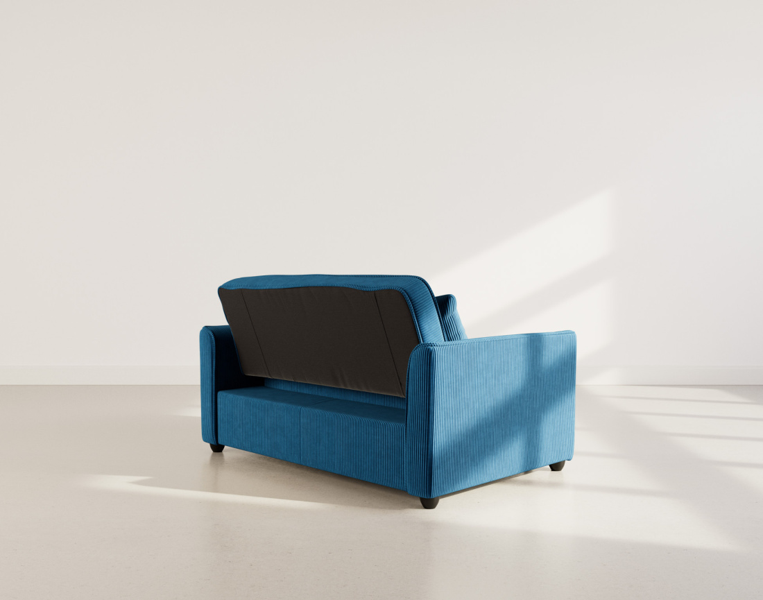 Canapé droit 2 places convertible en velours côtelé Ernest