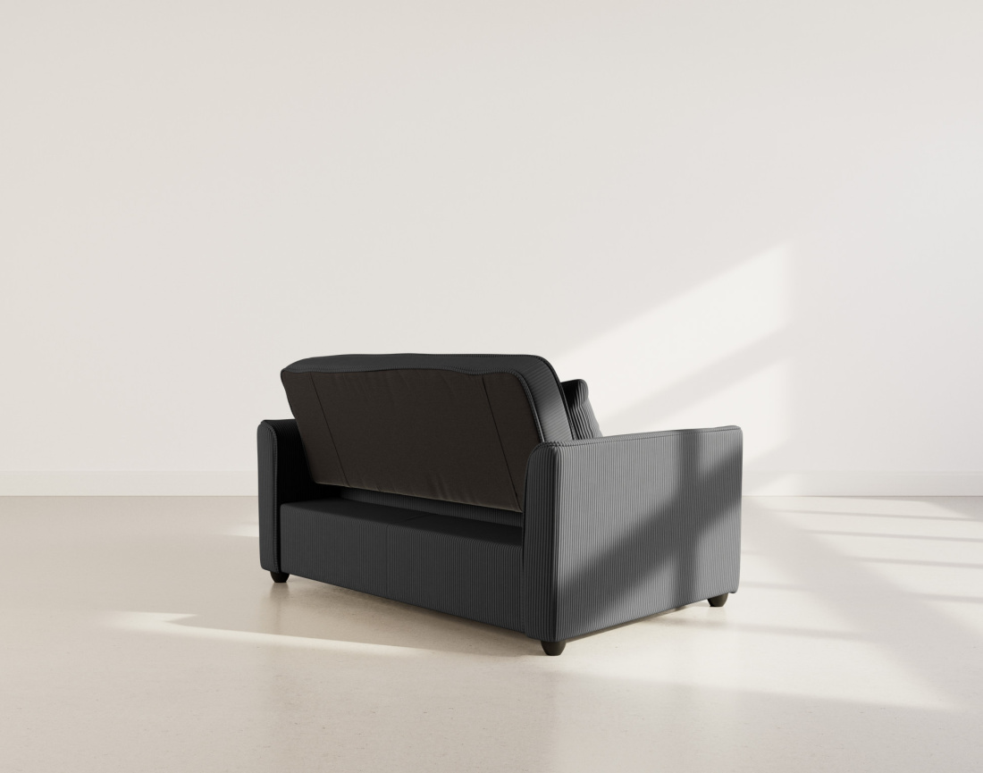 Canapé droit 2 places convertible en velours côtelé Ernest