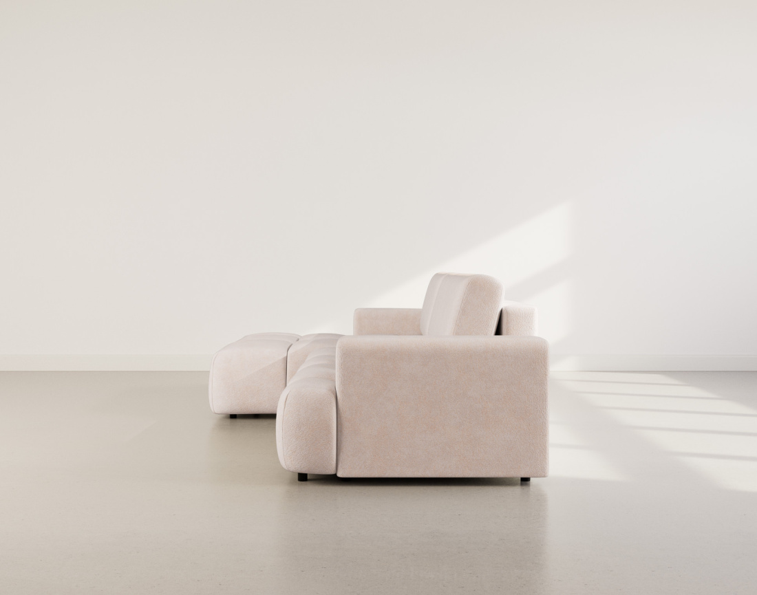 Canapé d'angle gauche 4 places convertible avec coffre en velours texturé Leonie