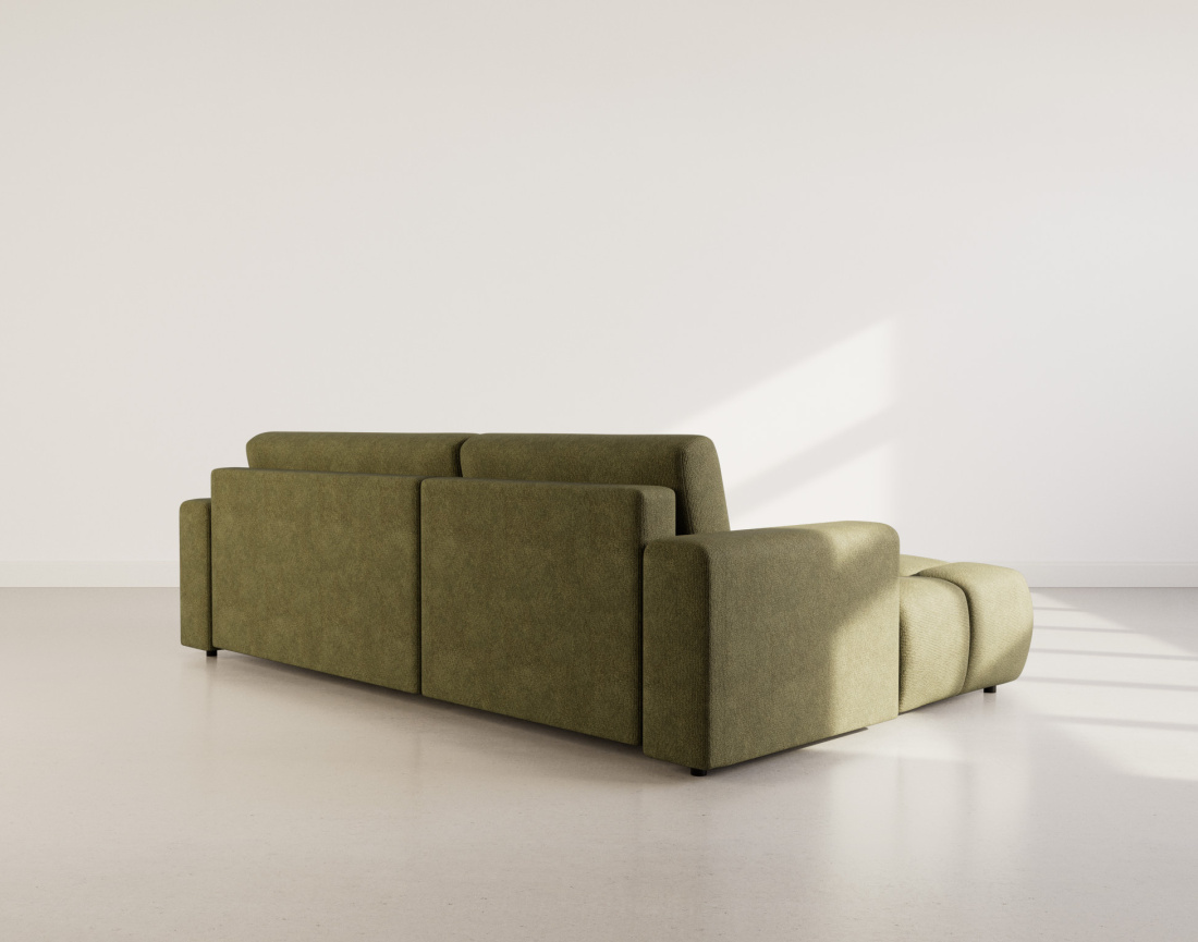 Canapé d'angle gauche 4 places convertible avec coffre en velours texturé Leonie