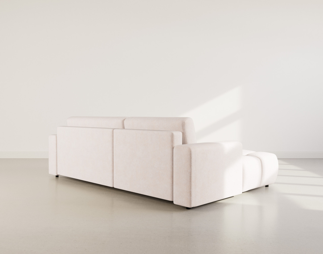 Canapé d'angle gauche 4 places convertible avec coffre en velours texturé Leonie