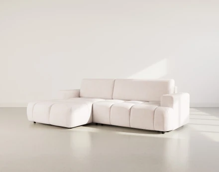 Canapé d'angle gauche 4 places convertible avec coffre en velours texturé Leonie