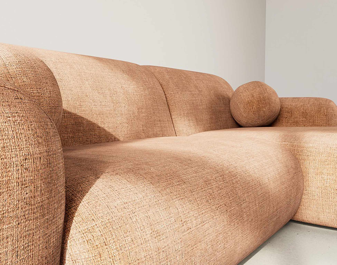 Canapé d'angle droit 4 places en velours texturé Louise