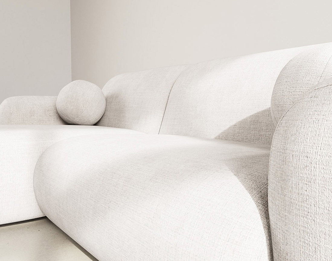 Canapé d'angle gauche 4 places en velours texturé Louise