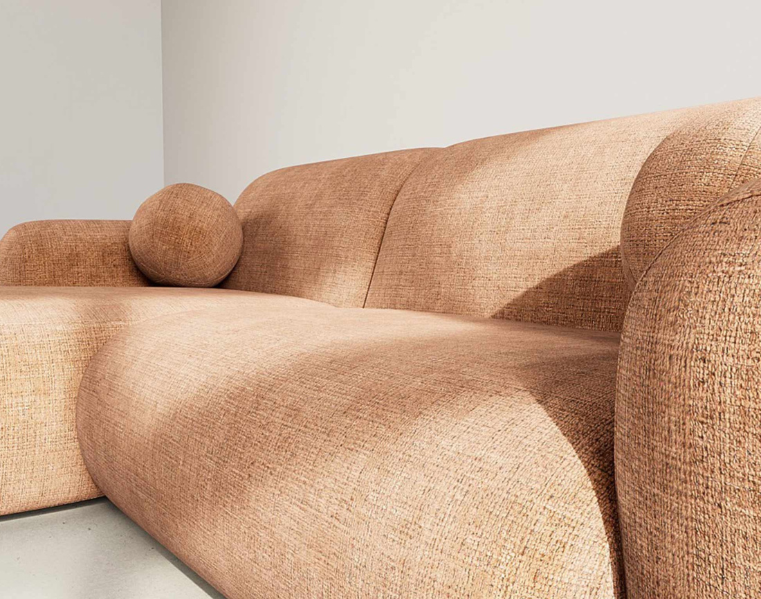 Canapé d'angle gauche 4 places en velours texturé Louise