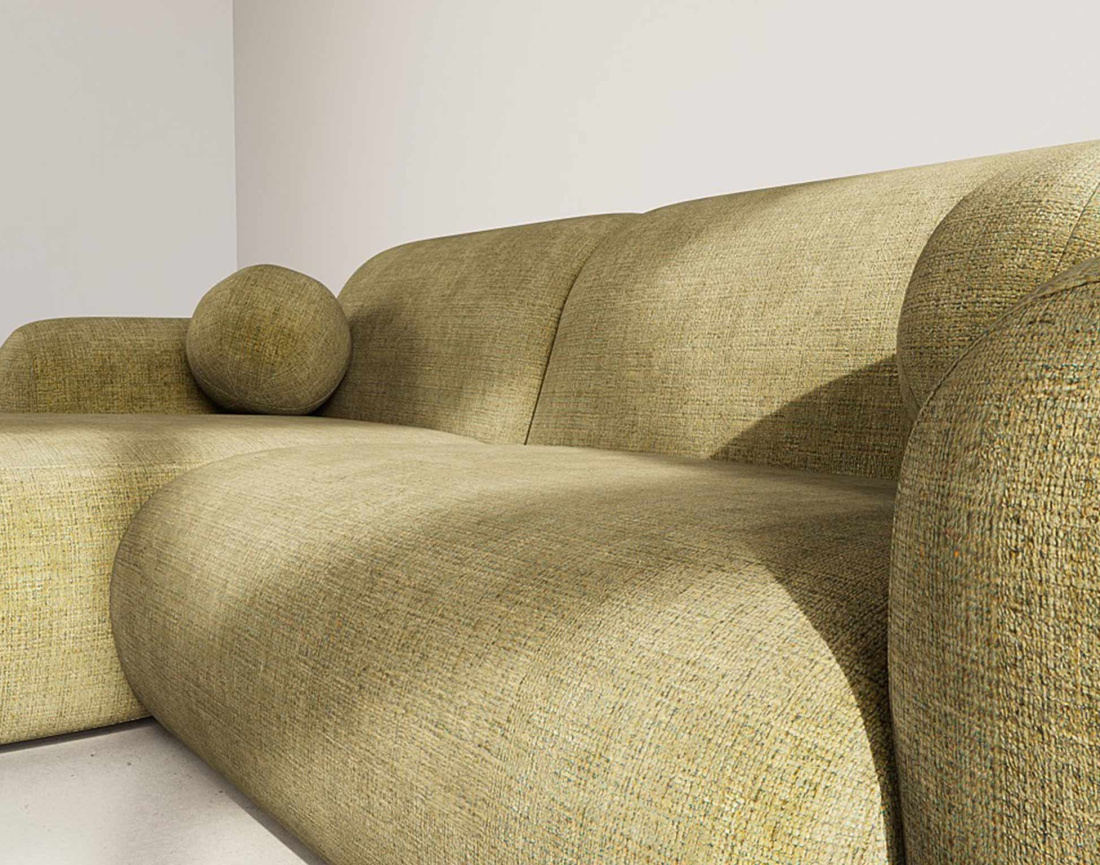 Canapé d'angle gauche 4 places en velours texturé Louise