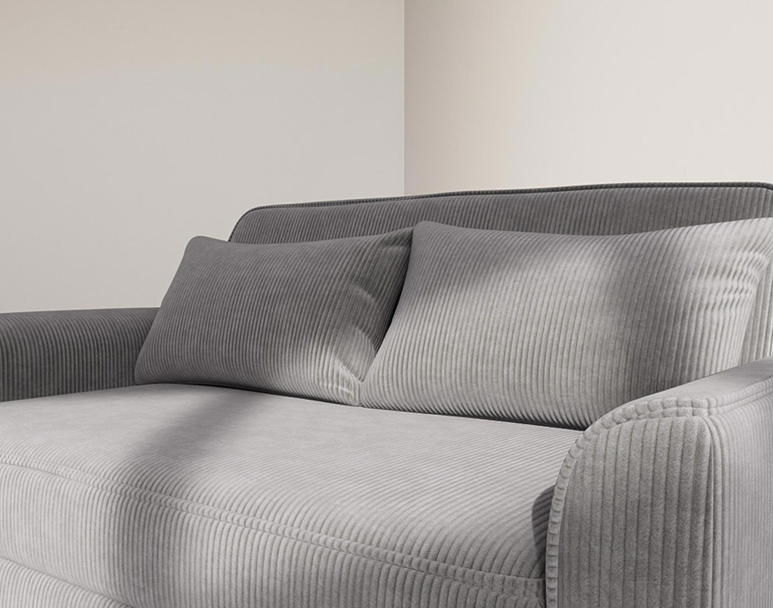 Canapé droit 2 places convertible en velours côtelé Ernest