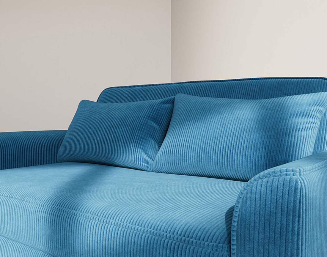 Canapé droit 2 places convertible en velours côtelé Ernest