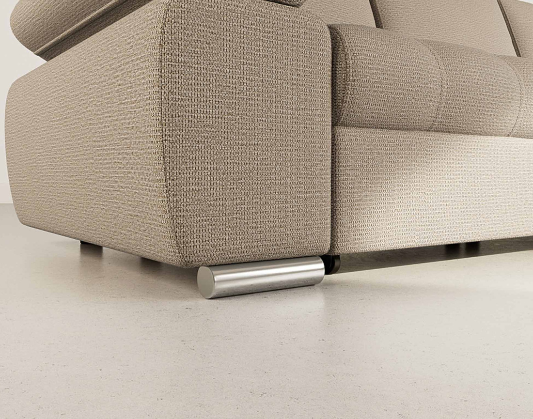 Canapé d'angle droit 4 places convertible avec coffre en tissu texturé Bianca