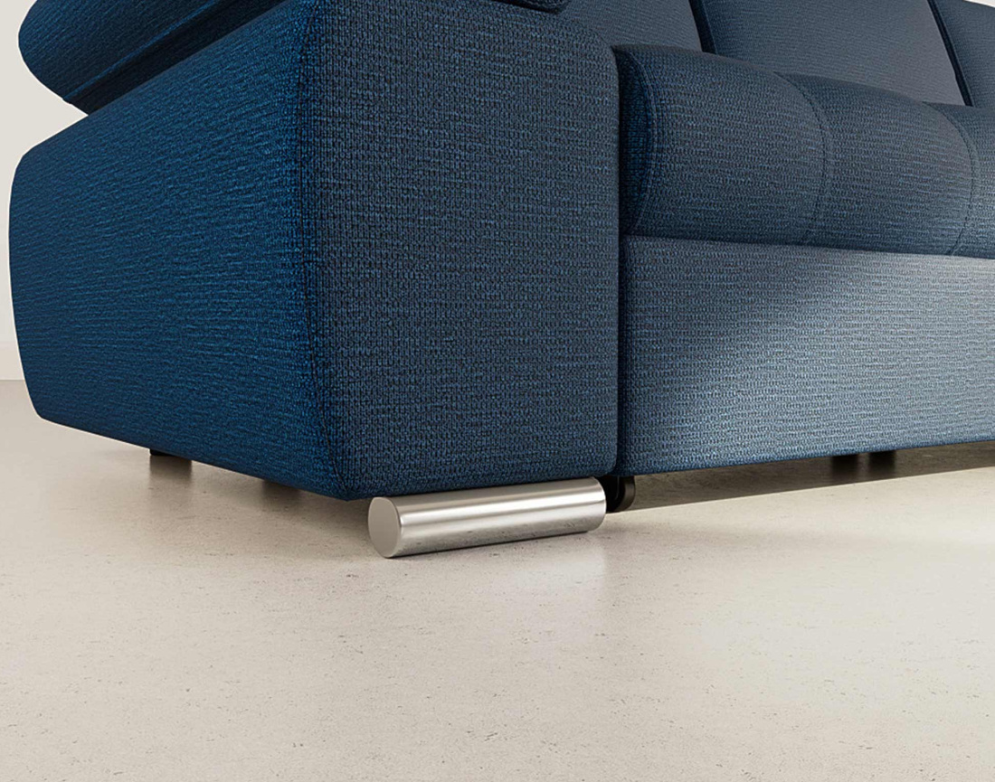 Canapé d'angle droit 4 places convertible avec coffre en tissu texturé Bianca