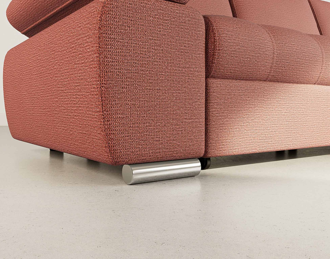 Canapé d'angle droit 4 places convertible avec coffre en tissu texturé Bianca