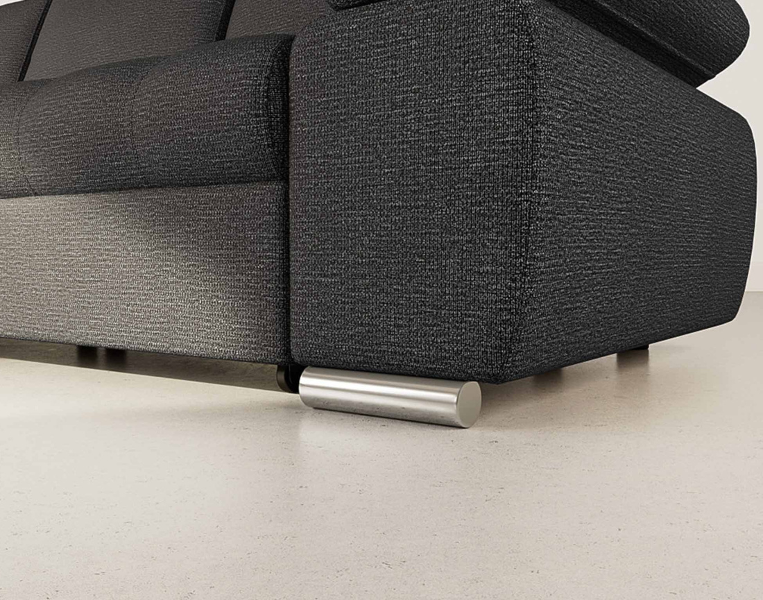 Canapé d'angle gauche 4 places convertible avec coffre en tissu texturé Bianca