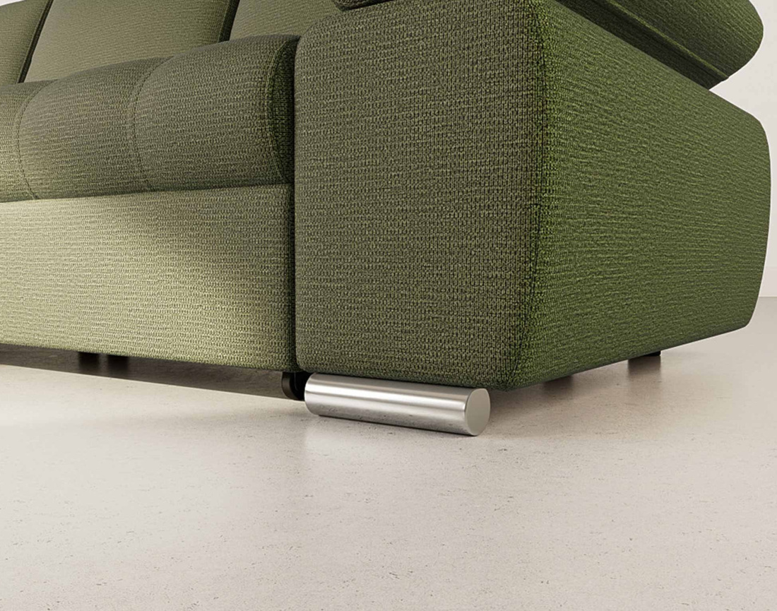 Canapé d'angle gauche 4 places convertible avec coffre en tissu texturé Bianca