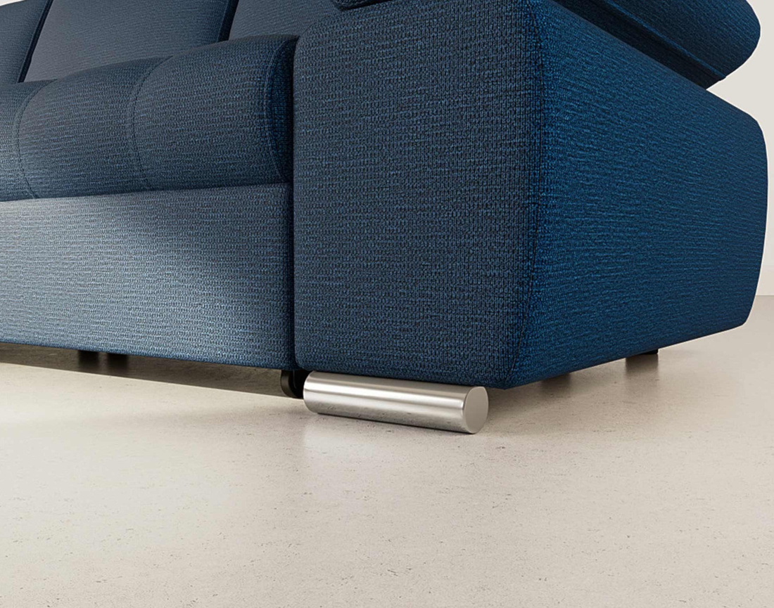 Canapé d'angle gauche 4 places convertible avec coffre en tissu texturé Bianca