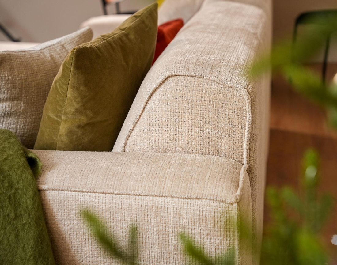 Canapé d'angle gauche 4 places en velours texturé Lison