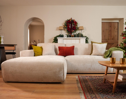 Canapé d'angle gauche 4 places en velours texturé Lison