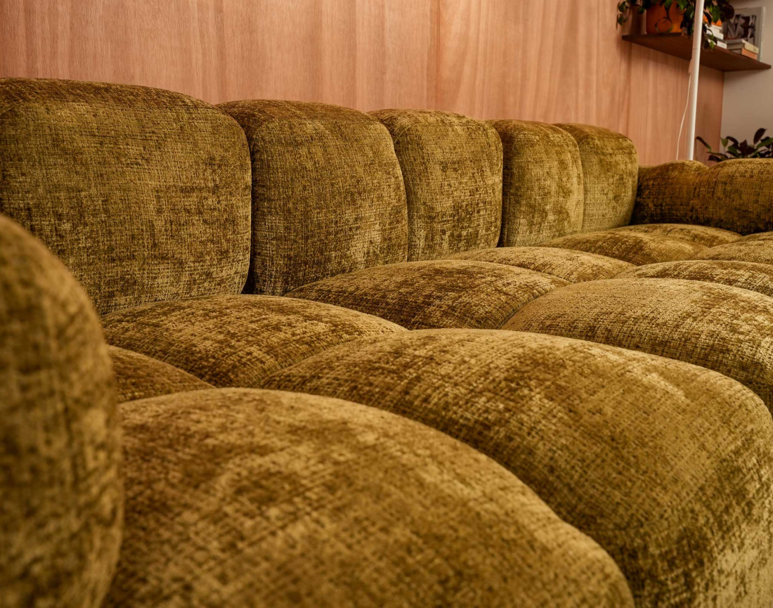 Module d'assise gauche en velours texturé Grace