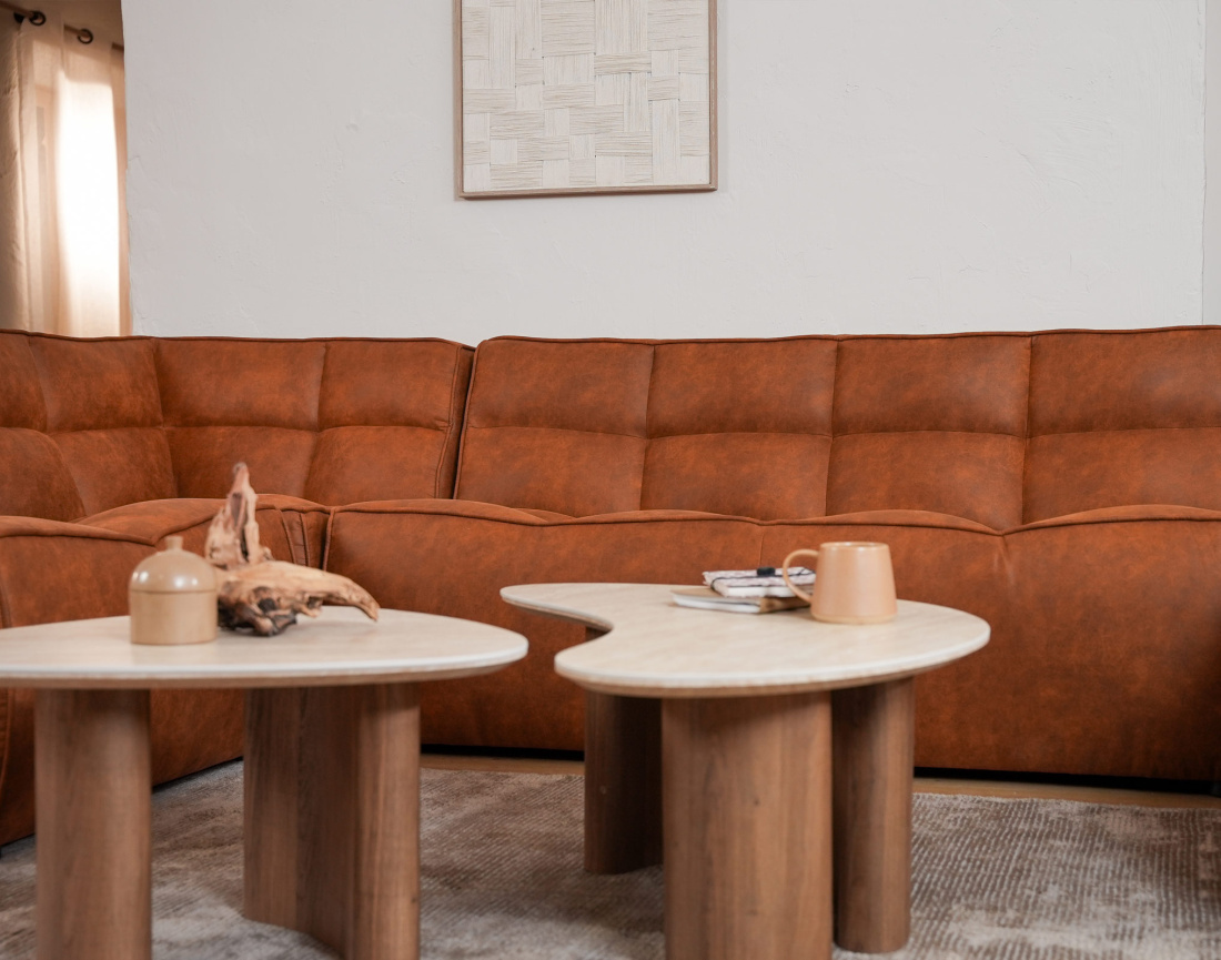 Canapé modulable d'angle réversible 4 places en simili Alya