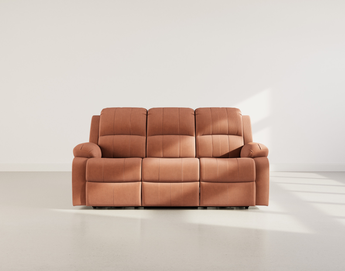 Canapé 3 places relax électrique en velours côtelé Armand