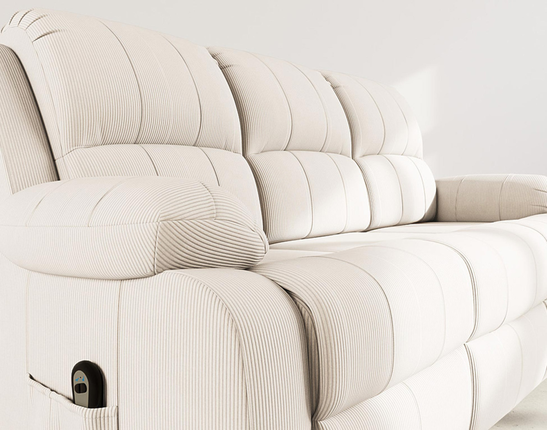Canapé 3 places relax électrique en velours côtelé Armand