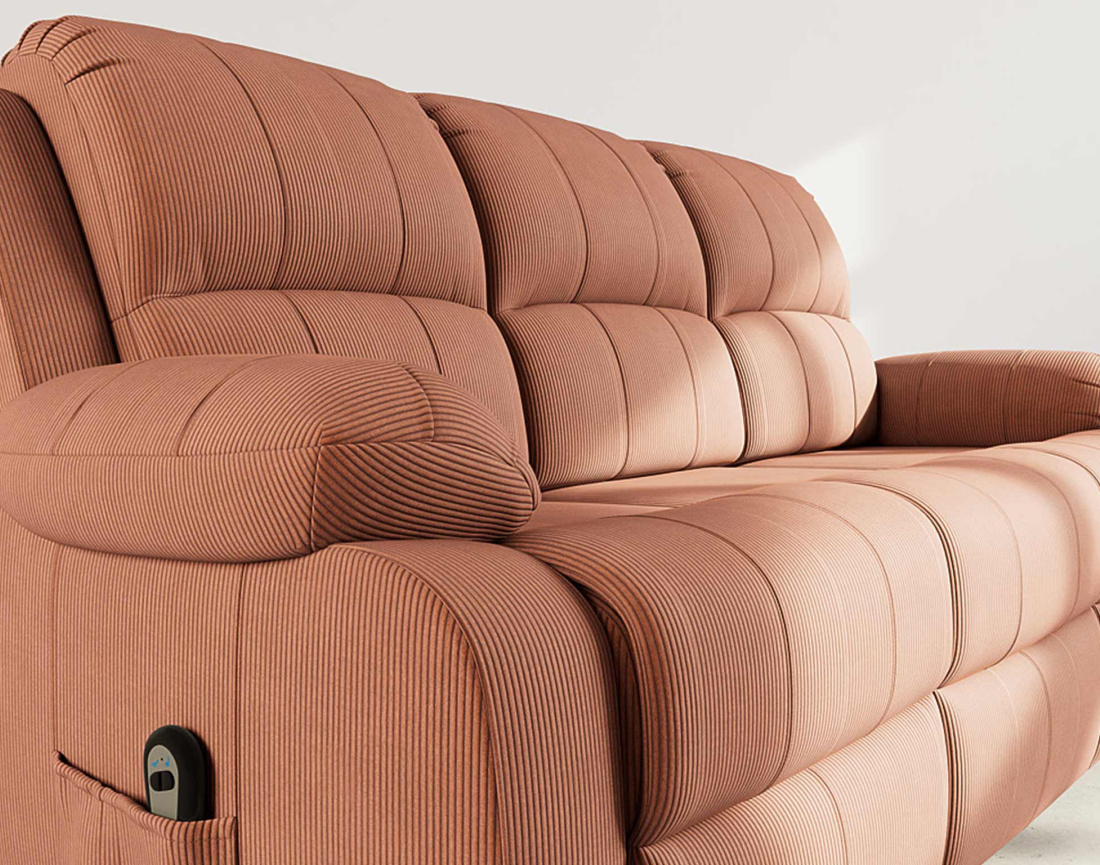 Canapé 3 places relax électrique en velours côtelé Armand