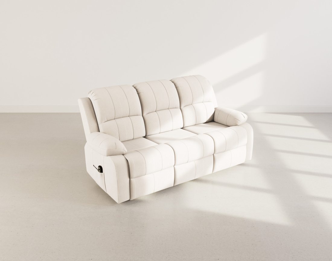 Canapé 3 places relax électrique en velours côtelé Armand