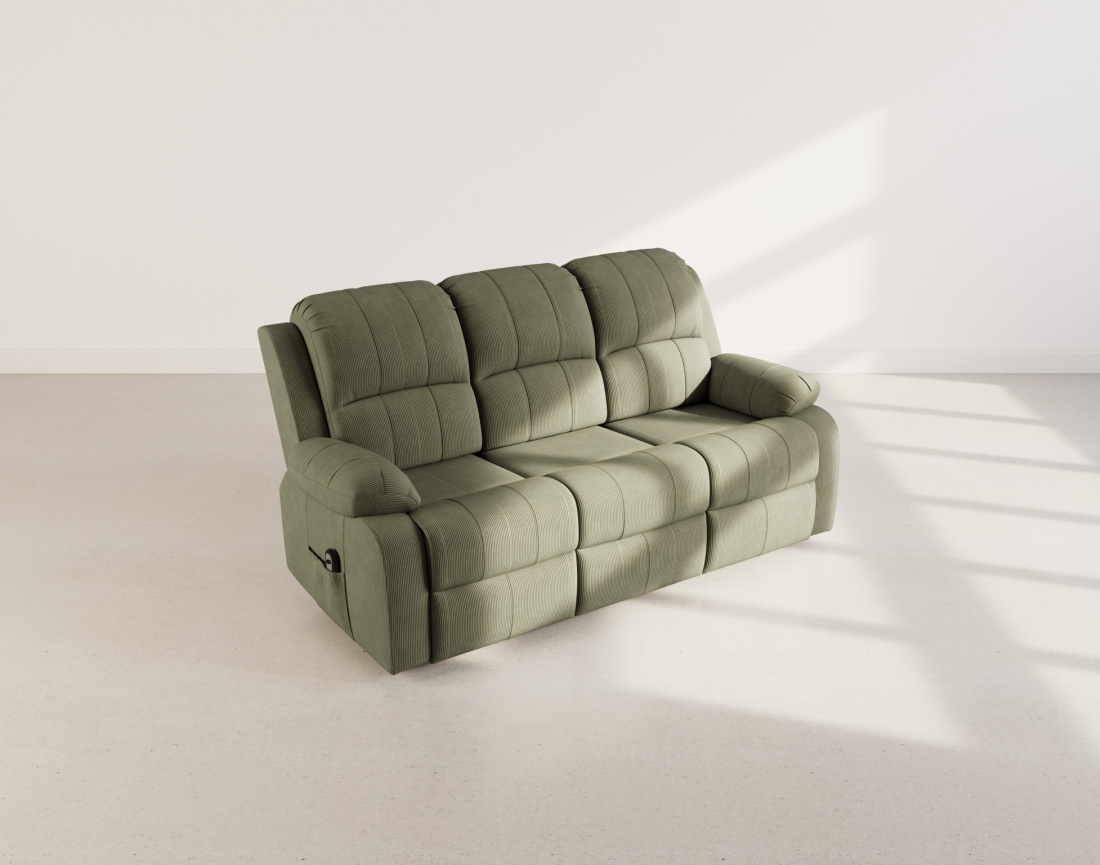 Canapé 3 places relax électrique en velours côtelé Armand
