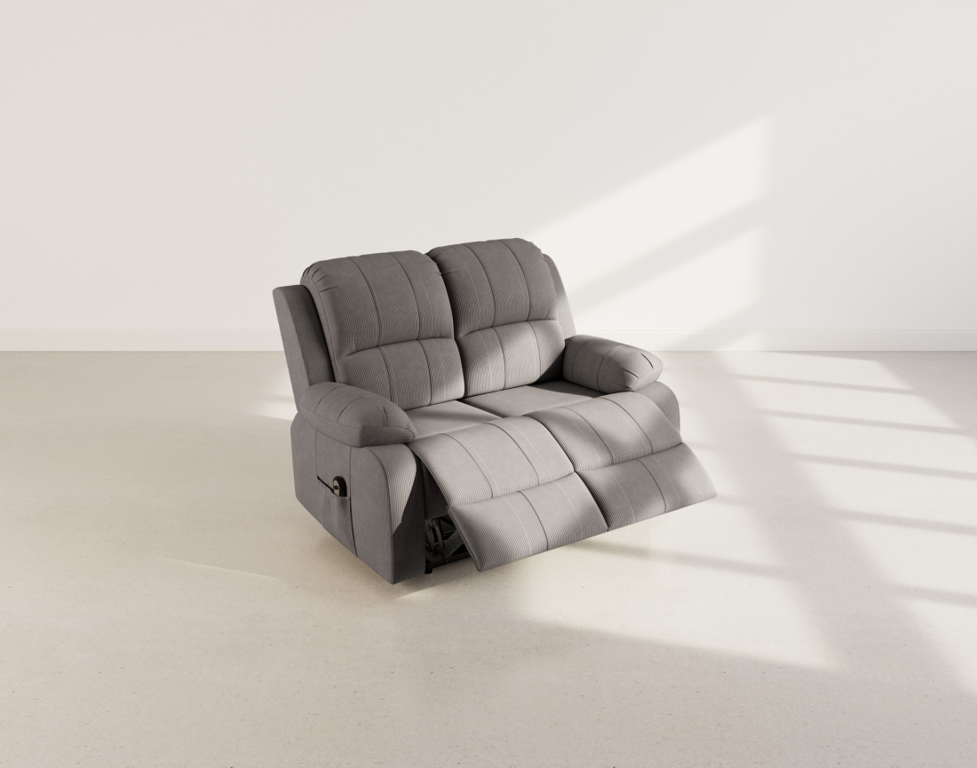 Canapé 2 places relax électrique en velours côtelé Armand