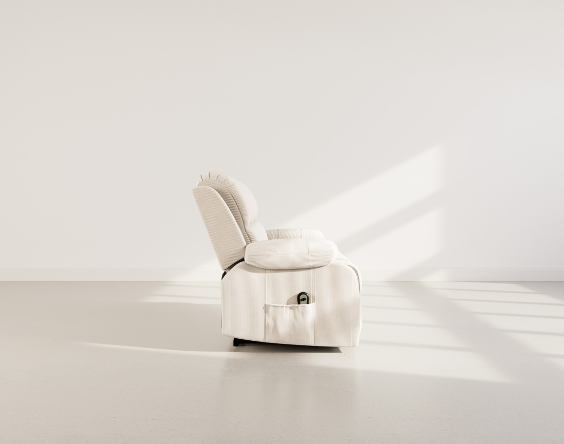 Canapé 2 places relax électrique en velours côtelé Armand