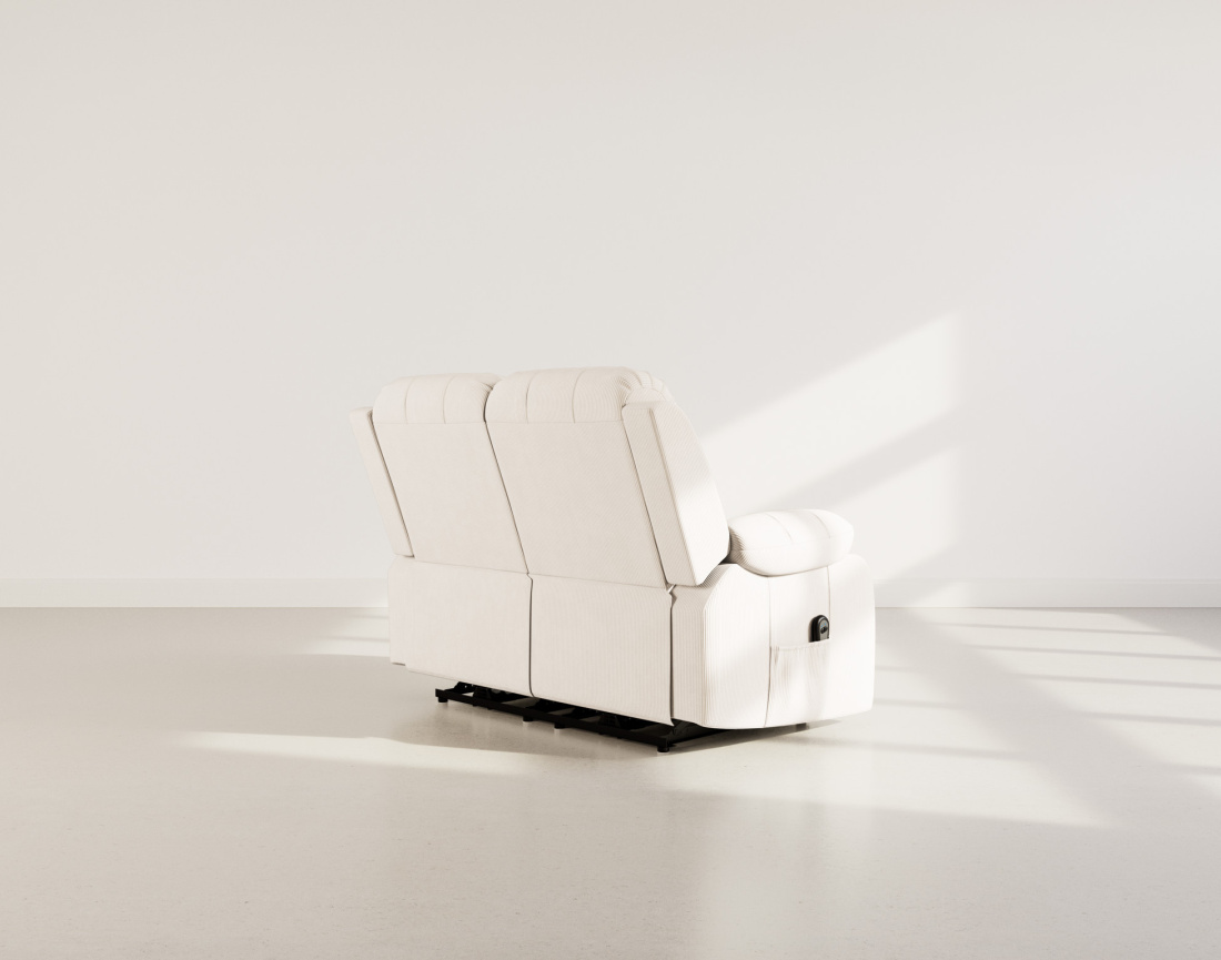 Canapé 2 places relax électrique en velours côtelé Armand