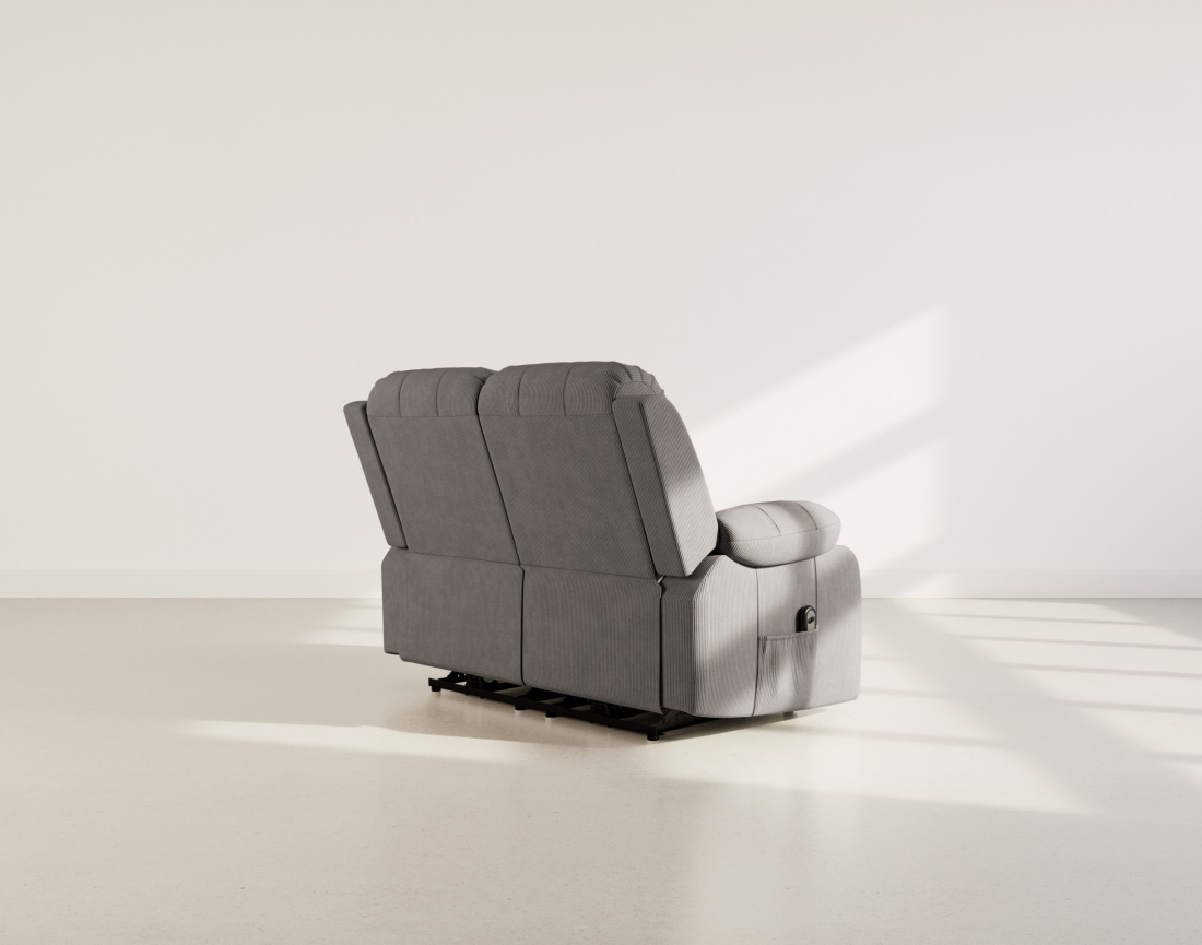 Canapé 2 places relax électrique en velours côtelé Armand