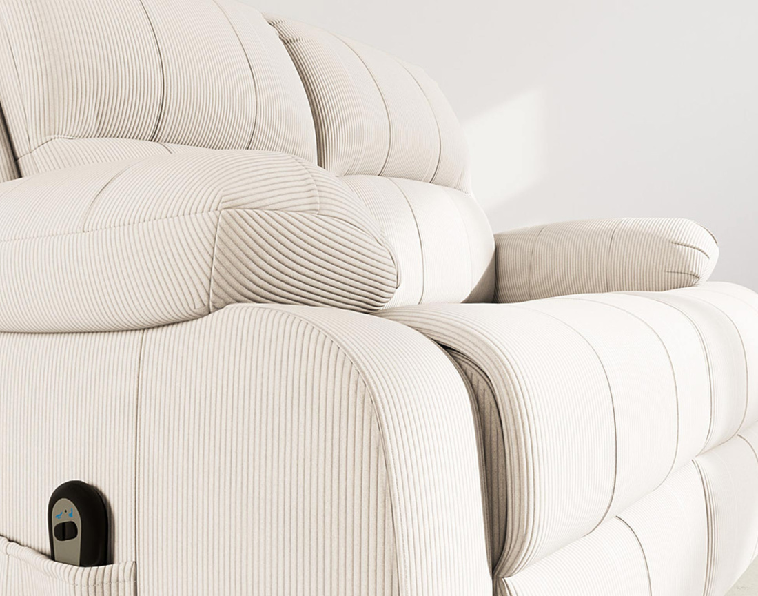 Canapé 2 places relax électrique en velours côtelé Armand