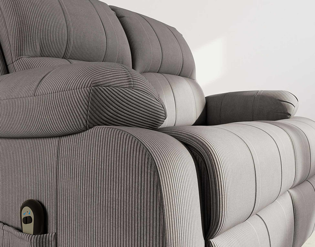 Canapé 2 places relax électrique en velours côtelé Armand