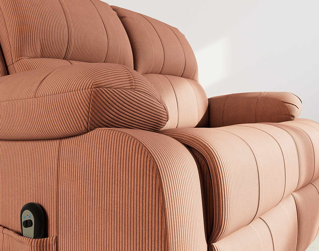 Canapé 2 places relax électrique en velours côtelé Armand