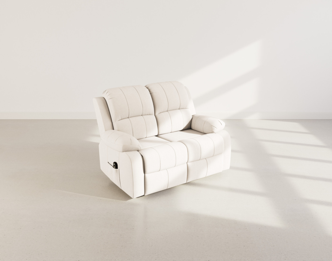 Canapé 2 places relax électrique en velours côtelé Armand