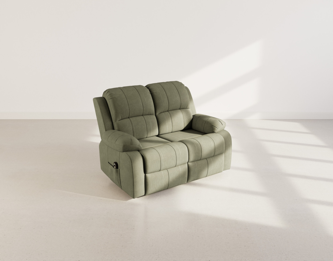 Canapé 2 places relax électrique en velours côtelé Armand