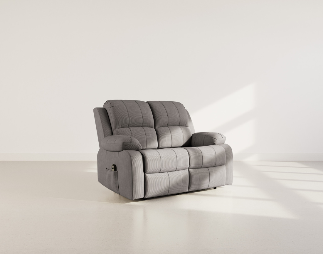 Canapé 2 places relax électrique en velours côtelé Armand