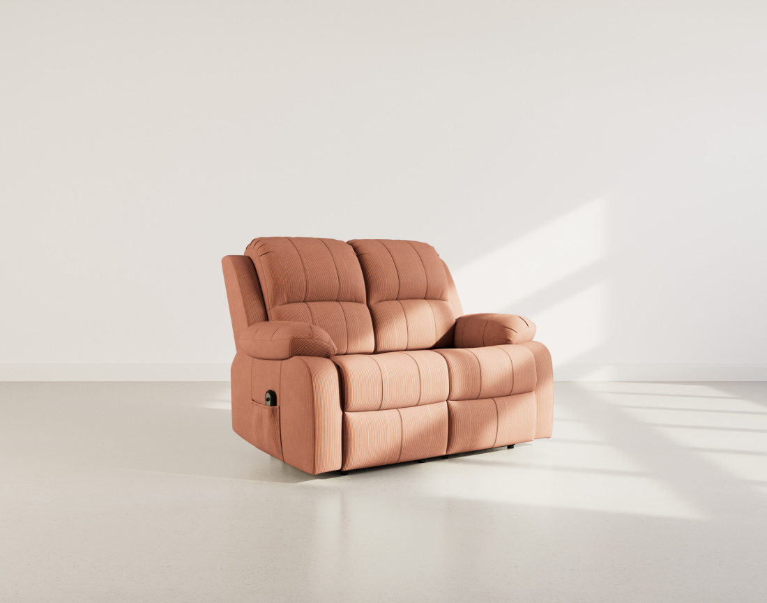 Canapé 2 places relax électrique en velours côtelé Armand