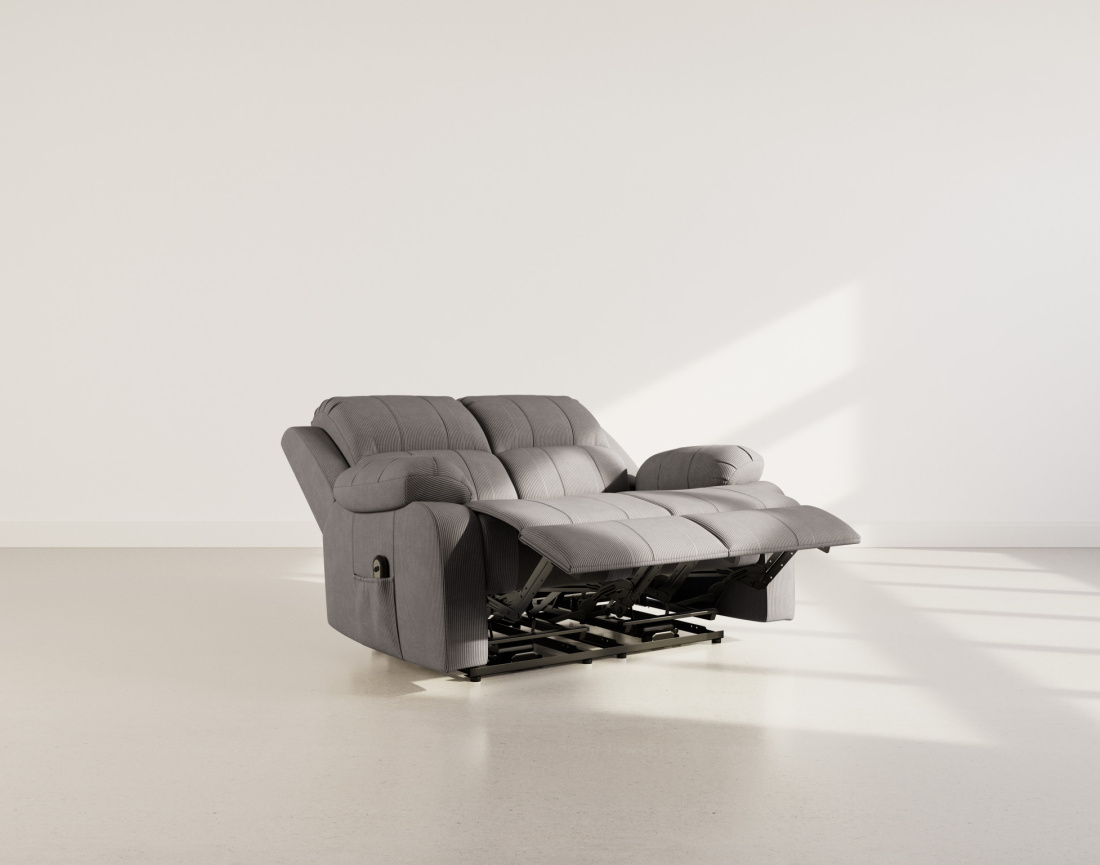 Canapé 2 places relax électrique en velours côtelé Armand