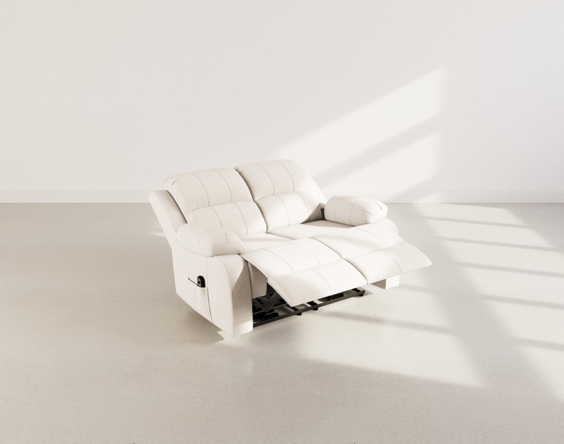 Canapé 2 places relax électrique en velours côtelé Armand