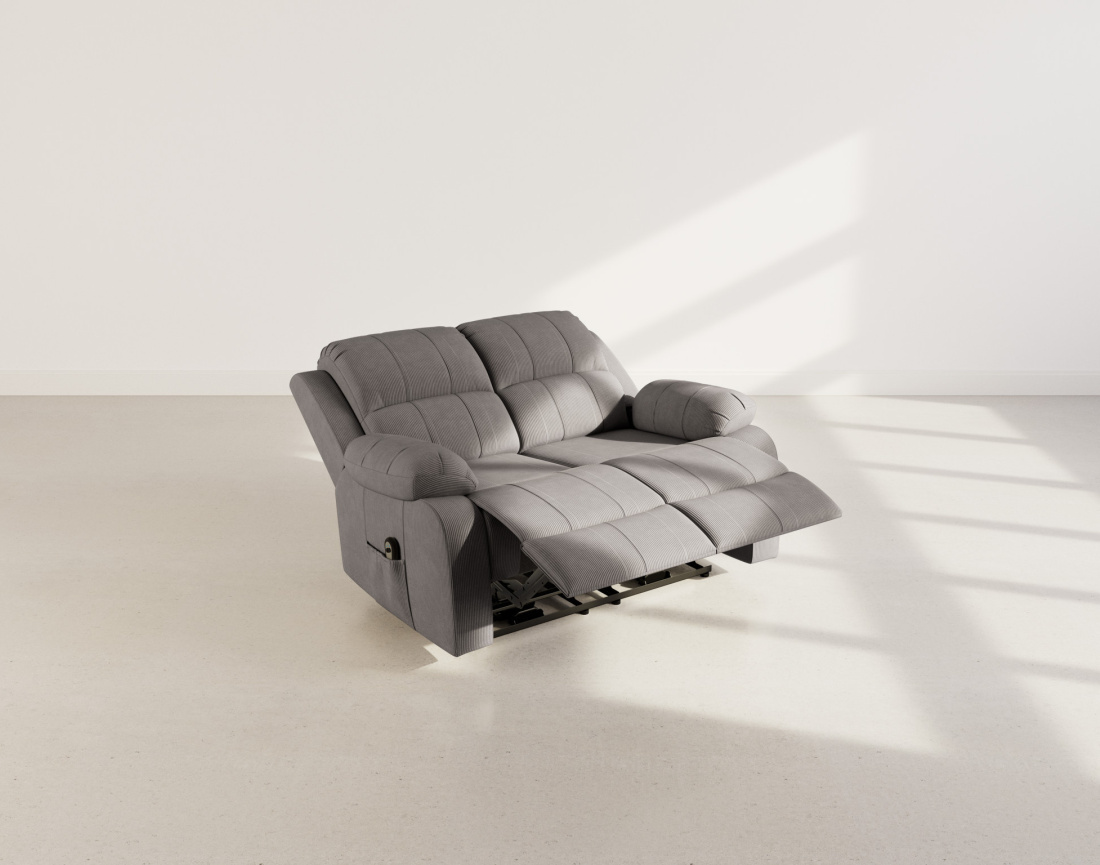 Canapé 2 places relax électrique en velours côtelé Armand