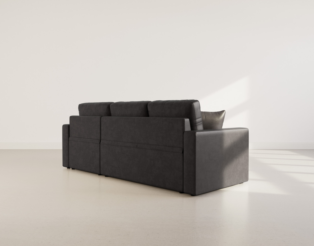 Canapé d'angle réversible 4 places convertible avec coffre en simili Cyrus