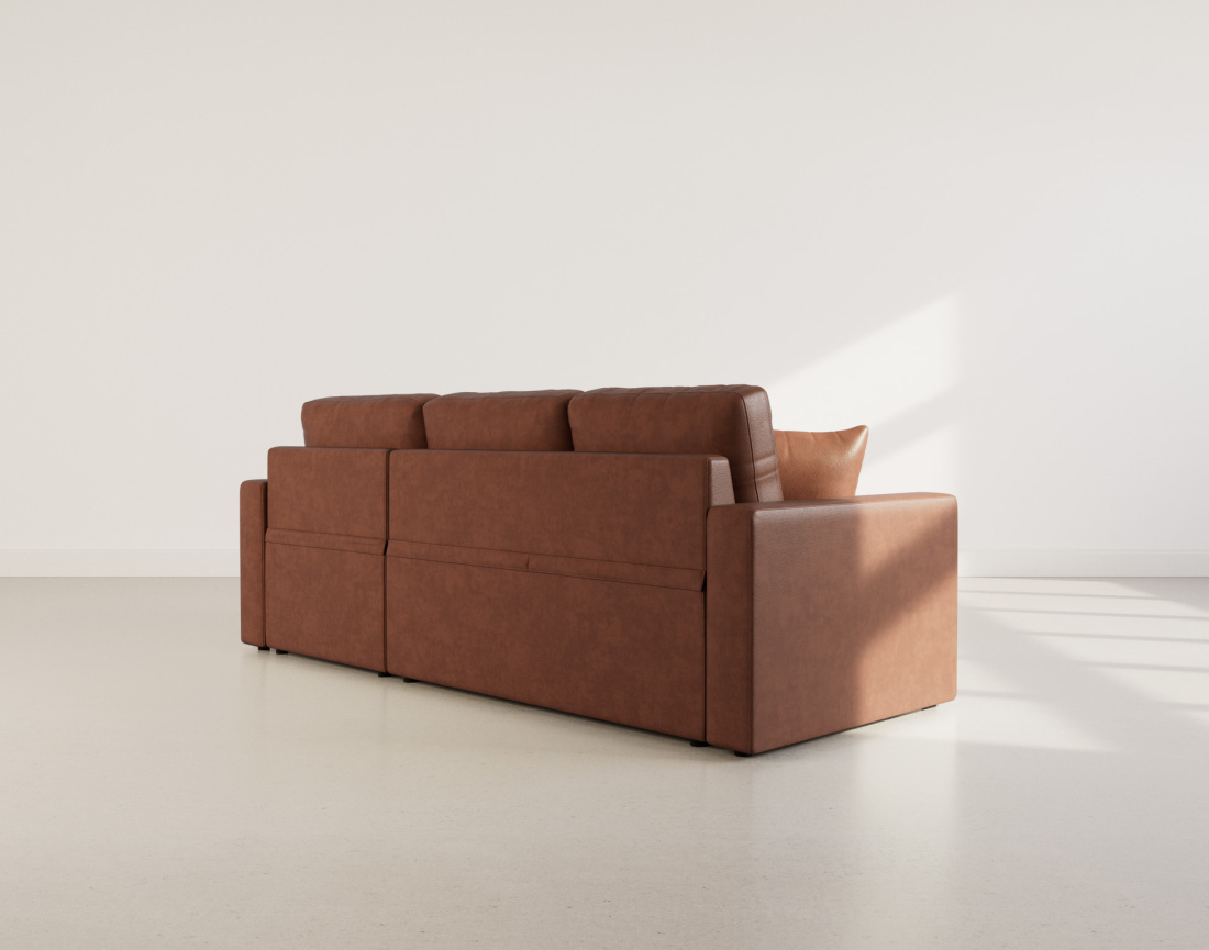 Canapé d'angle réversible 4 places convertible avec coffre en simili Cyrus