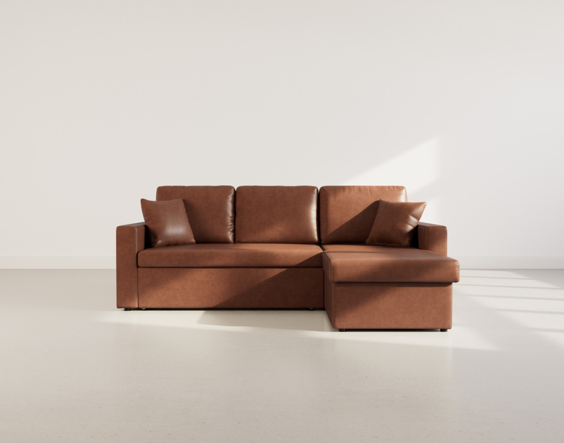 Canapé d'angle réversible 4 places convertible avec coffre en simili Cyrus