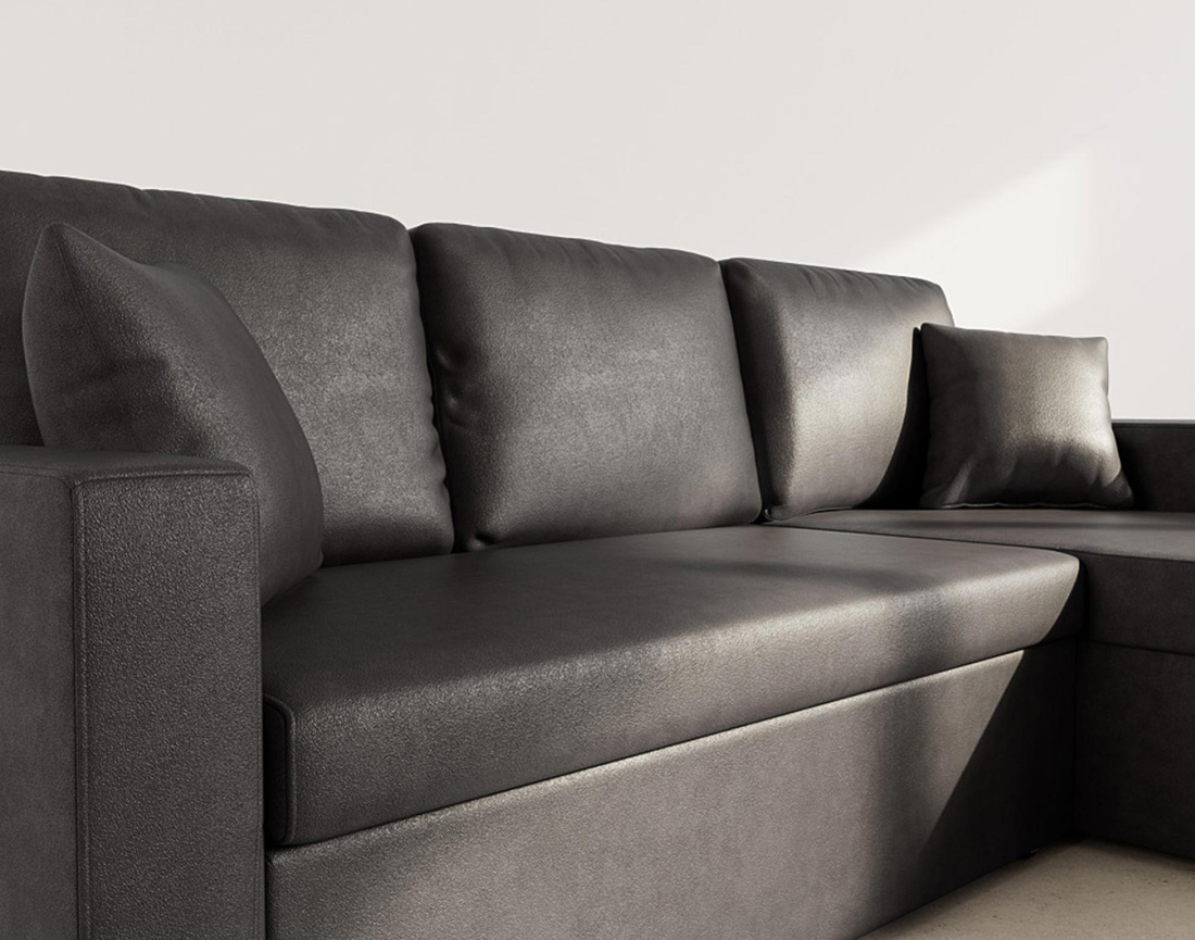 Canapé d'angle réversible 4 places convertible avec coffre en simili Cyrus