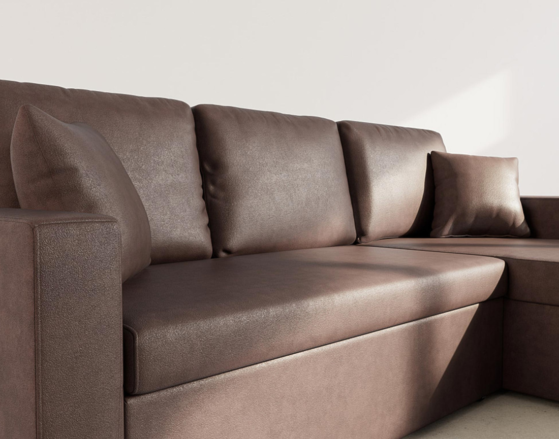 Canapé d'angle réversible 4 places convertible avec coffre en simili Cyrus