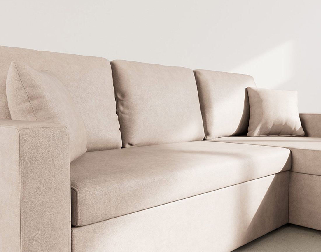 Canapé d'angle réversible 4 places convertible avec coffre en simili Cyrus