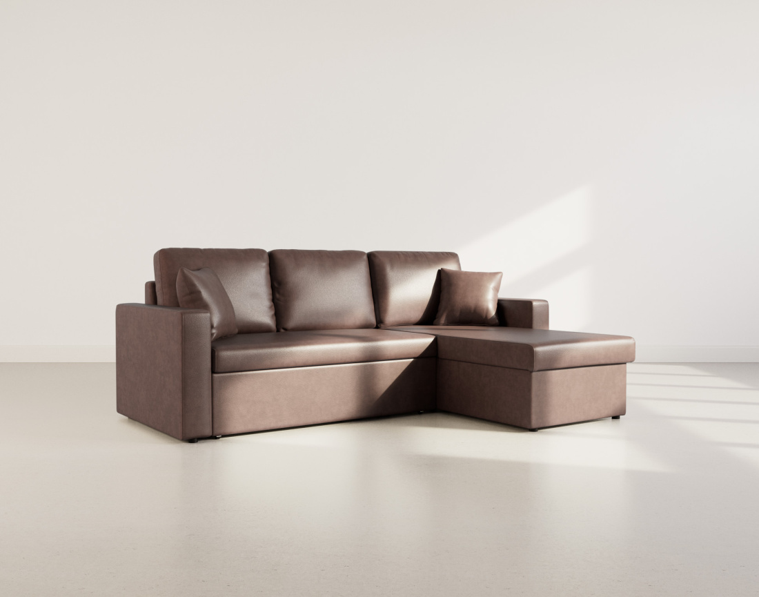 Canapé d'angle réversible 4 places convertible avec coffre en simili Cyrus